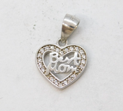 Sterling Silver Spinel Set 'Best Mom' Charm Pendant Vintage c1970s