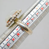 Sterling Silver Large Moonstone Cabochon Dress Ring Vintage c1970 Size L