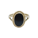 Sterling Silver Oval Black Agate Dress Band Ring Vintage c1970 Size L