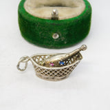 Sterling Silver Champagne Ice Bucket Charm Pendant Vintage c1970