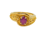 Sterling Silver Gilt Ruby Patterned Dress Band Ring Vintage c1990's Size N 1/2