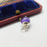Sterling Silver and Purple Glass Orb Charm Pendant Vintage c1970