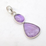 Sterling Silver Amethyst Set Drop Charm Pendant Vintage c1970s