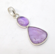 Sterling Silver Amethyst Set Drop Charm Pendant Vintage c1970s