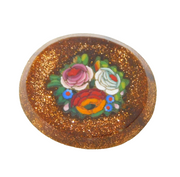 19th Century Grand Tour Goldstone Set Floral Micro Mosaic Plaque Antique
