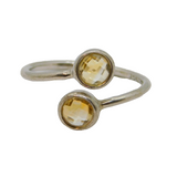 Sterling Silver Two Faceted Citrine Wraparound Dress Ring Modern c1990 Size L