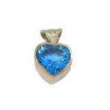 Sterling Silver Blue Topaz Heart Charm Pendant Contemporary c2000s