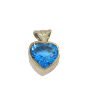 Sterling Silver Blue Topaz Heart Charm Pendant Contemporary c2000s