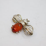 Sterling Silver Baltic Amber Bee Form Brooch Pin Contemporary c2000