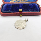 Sterling Silver Threepence Coin Charm Pendant Antique 1940