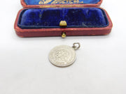 Sterling Silver Threepence Coin Charm Pendant Antique 1940