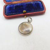 Victorian Sterling Silver Pressed Flowers Marriage Fob Charm c1890 Antique