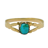 19th Century 10ct Gold & Natural Turquoise Dress Ring Antique c1850s