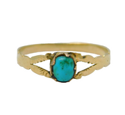 19th Century 10ct Gold & Natural Turquoise Dress Ring Antique c1850s