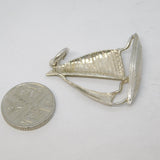 Sterling Silver Large Sailing Yacht Boat Charm Pendant Vintage c1970