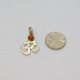 Sterling Silver Ohm Symbol With Baltic Amber Charm Pendant Vintage c1970s