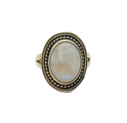 Sterling Silver Cabochon Moonstone Statement Ring Vintage c1970 Size N 1/2