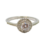 Sterling Silver Sparkling CZ Art Deco Style Dress Ring Vintage c1990 Size Q 1/2