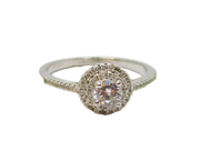 Sterling Silver Sparkling CZ Art Deco Style Dress Ring Vintage c1990 Size Q 1/2