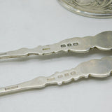 Victorian Sterling Silver Nursery Rhyme Christening Set Antique Birmingham