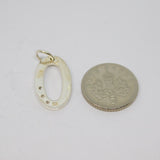Sterling Silver Open Oval Triple Paste Chaton Set Charm Pendant Vintage c1970