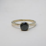 9ct White Gold & 0.6ct Black Diamond Solitaire Ring Vintage Sheffield