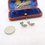 Pair of Sterling Silver Feathered Paste Set  Earrings Vintage c1970