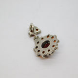 Sterling Silver Multi-Stone Garnet Cluster Drop Pendant Contemporary c1990s