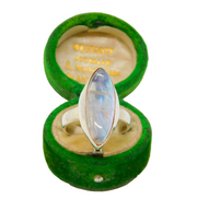 Sterling Silver Ellipse Moonstone Chunky Statement Ring Vintage c1970 Size Q 1/2