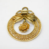 Sterling Silver Gilt Filigree Form Floral Drop Pendant Antique Art Deco c1920s