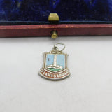 Sterling Silver and Enamel Flamborough Travel Shield Charm Pendant Vintage c1970