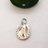 Sterling Silver Horseshoe & Horse Head Charm Pendant Vintage c1970