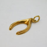 9ct Yellow Gold Lucky Wishbone Charm Pendant Vintage 1972 London