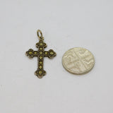 Sterling Silver Marcasite Trefoil Cross Art Deco Charm Pendant Antique c1930s