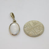 Sterling Silver Cabochon Moonstone Oval Drop Charm Pendant Vintage c1970