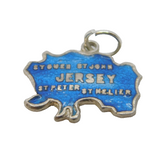 Sterling Silver Enamel Jersey Souvenir Charm Pendant Vintage c1970s