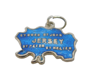 Sterling Silver Enamel Jersey Souvenir Charm Pendant Vintage c1970s