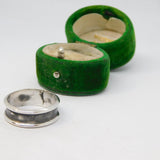 Sterling Silver Wide Two-Tone Wedding Band Ring Vintage c1970 Size S 1/2