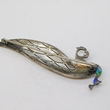 20th Century Sterling Silver, Enamel & Paste Set Peacock Brooch Antique c1930s