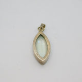 Sterling Silver Faceted Green Tourmaline Large Ellipse Pendant Vintage c1970s