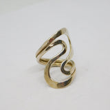 Sterling Silver Chunky Planished Swirly Statement Ring Modern c2000 Size L