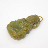 19th Century 9ct Yellow Gold & Carved Jade Buddha Pendant Antique c1890