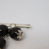 Sterling Silver & Mounted Betel Nut Drop Bar Brooch Antique c1920 Art Deco