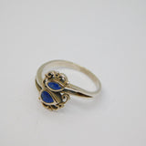 Sterling Silver Lapis Lazuli Crossover Band Dress Ring Vintage c1970 Size K 1/2