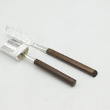 Arts & Crafts Style Sterling Silver & Wooden Sugar & Butter Cutlery Vintage