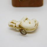 Czech White Glass Elephant Good Luck Charm Pendant Antique c1920 Art Deco
