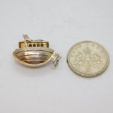 Sterling Silver Noah's Ark With Giraffes Novelty Charm Pendant Vintage c1970s