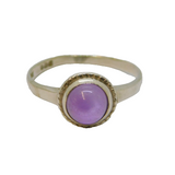 Scottish Sterling Silver Amethyst Cabochon Ring Hallmarked 1977 Size L 1/2