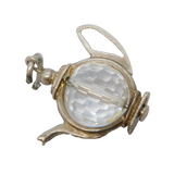 Sterling Silver Glass Set Teapot Charm Pendant Vintage c1970