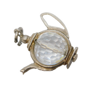 Sterling Silver Glass Set Teapot Charm Pendant Vintage c1970